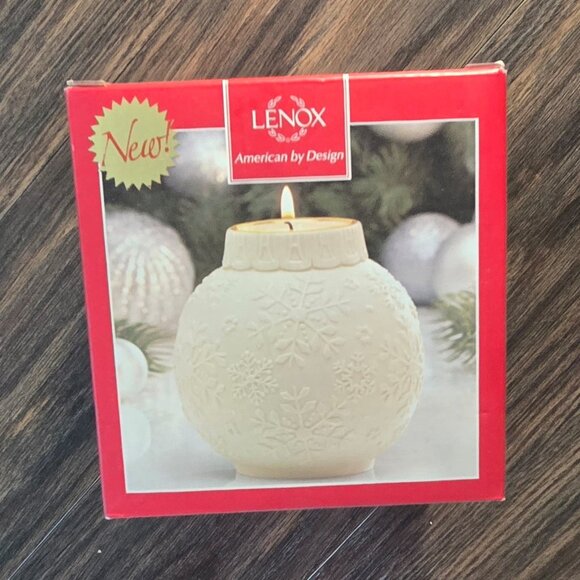 LENOX "Ornamental Glow" Porcelain/Bisque Snowflake Votive NEW IN BOX - Picture 1 of 12